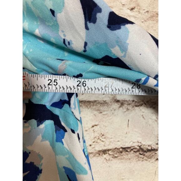 Catherines Top Womens 1XWP Turquoise Floral Flared Sleeve Asymmetric Hem Flowy - Picture 8 of 13